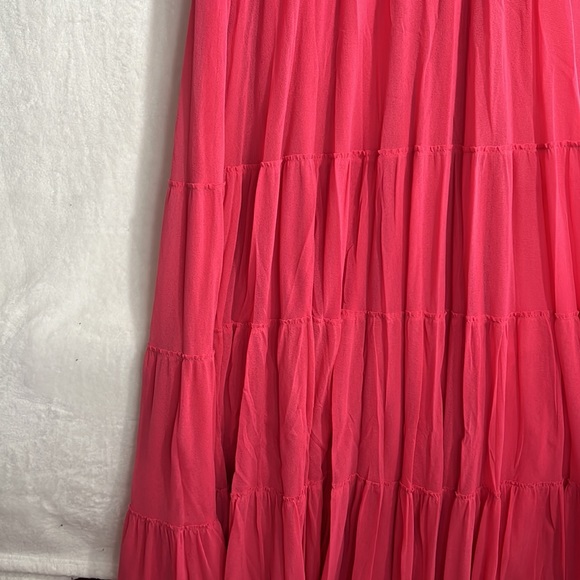 Fuzzi Made in Italy Pink Tiered Maxi dress Size L - Picture 5 of 9